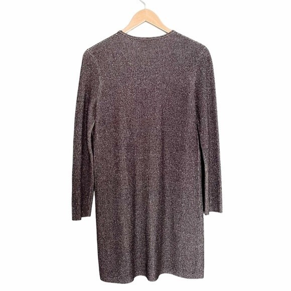 Theory Long Zip Front Lioralee Cardigan Dress Black Gray Thick Knit Size Small - Picture 4 of 14